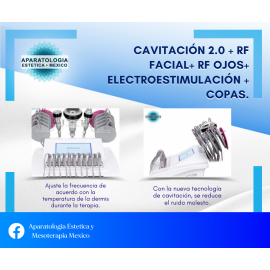 Cavitacion 2.0 + RF facial+ RF ojos+ Electroestimulacion + COPAS