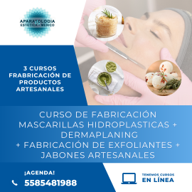 CURSO DE FABRICACION MASCARILLAS HIDROPLASTICAS + DERMAPLANING + FABRICACIÓN DE EXFOLIANTES + JABONES ARTESANALES